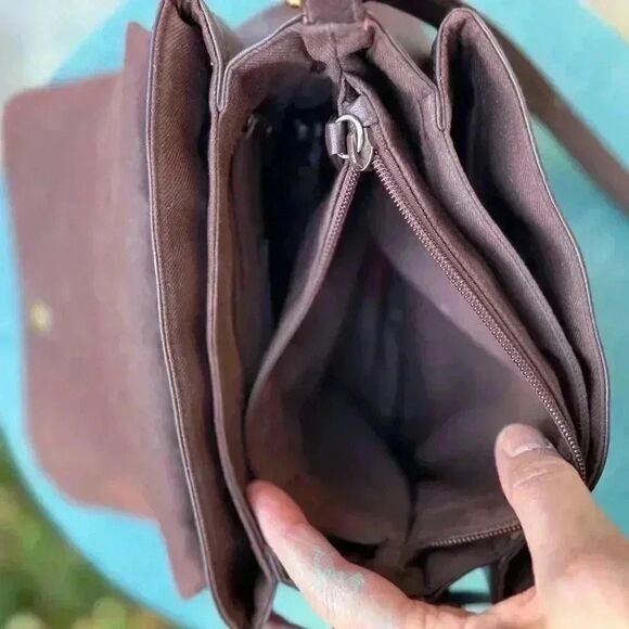 Vintage 80s 90s ETIENNE AIGNER Medium Leather Shoulder Bag Handbag Multi Section - Picture 5 of 6